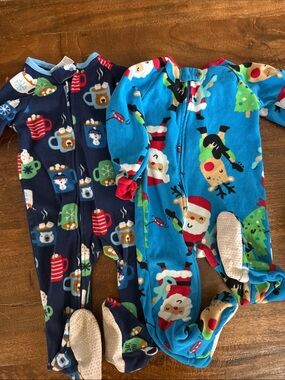 Gerber Kids Holiday Fleece One-Piece Pajamas - Blue & Navy